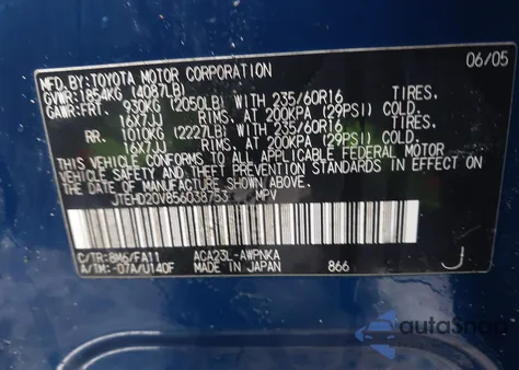 2005 Toyota Rav4 z USA, uszkodzony, nr VIN JTEHD20V856038753